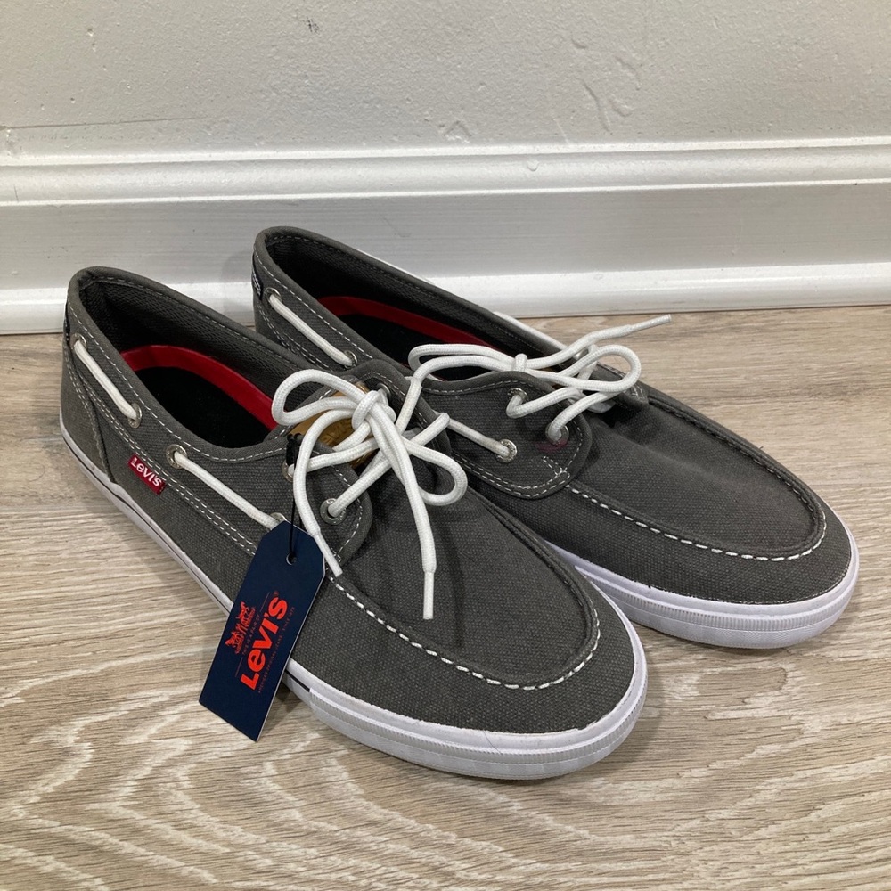 Levi's Comfort Gray Canvas Tie Shoes New Men's Size 9 Loafer Style Sneaker